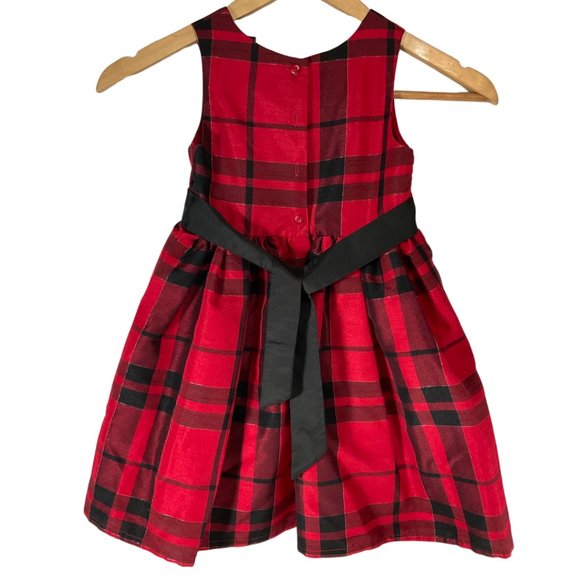 👣 5/$25 - Red/Black Plaid Formal Dress w/ Black Sash Detail - Picture 2 of 2